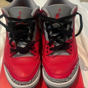 Nike Jordan 3 RetroRed and Gray Athletic Shoes
